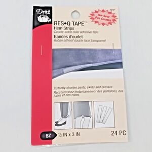 Dritz Res Q Tape Hem Strips 24 Piece 1/2 x 3 In No Sew Adhesive Fashion Repair
